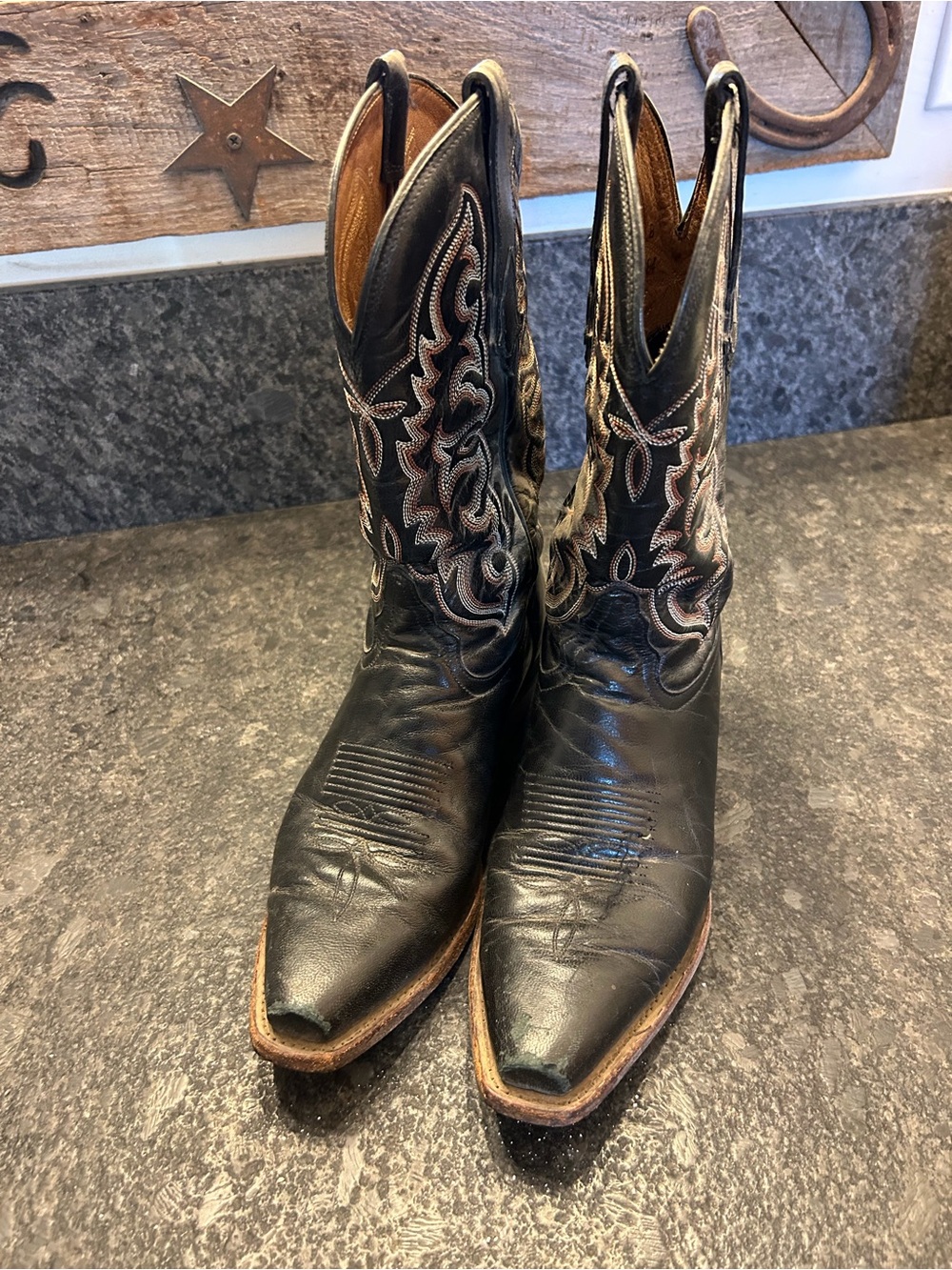 Black Embroidered Western Cowboy Boots - women